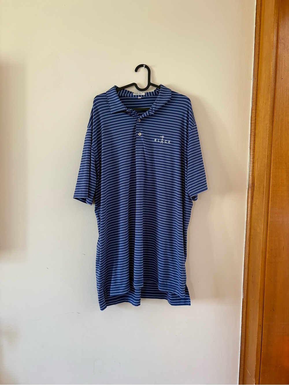 Peter Millar Blue and White Narrow-Striped Polo Shirt summer comfort